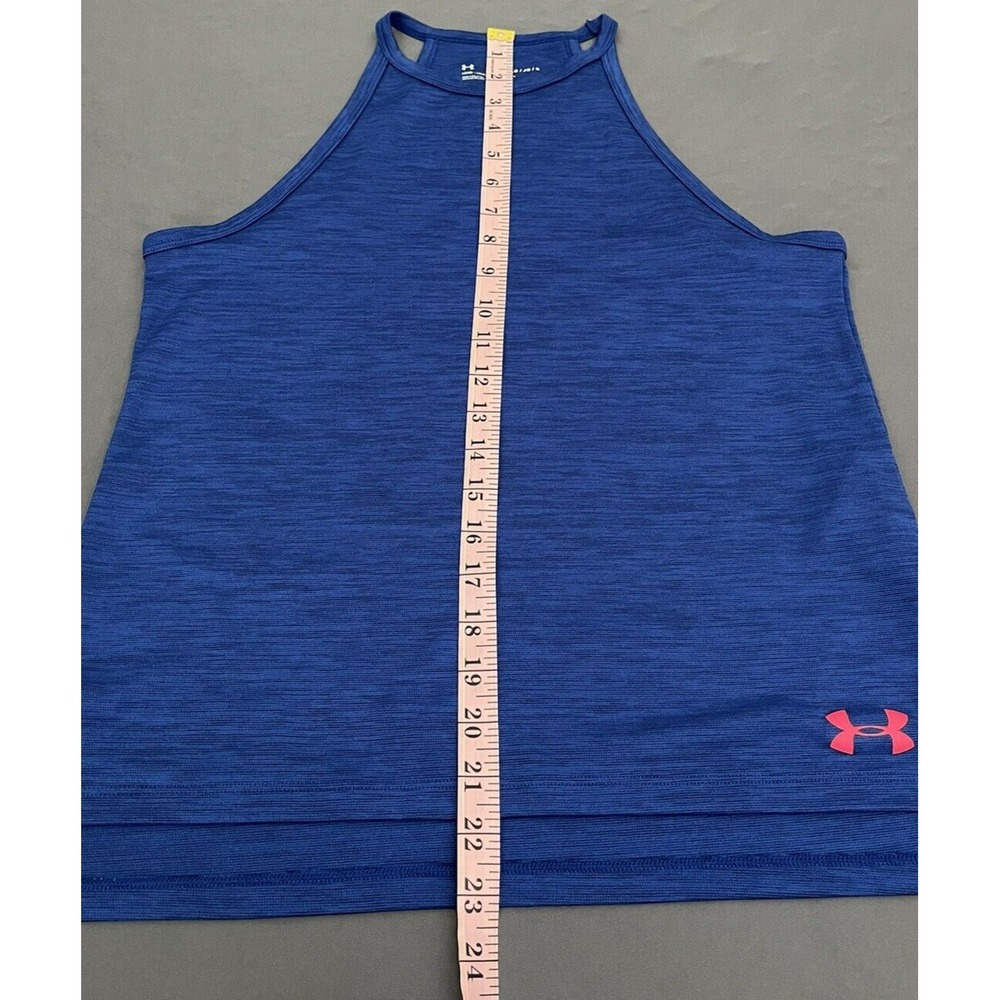 Under Armour Youth Large YLG Girls Tank Top Loose Fit Heat Gear Workout Blue Top - Picture 10 of 10